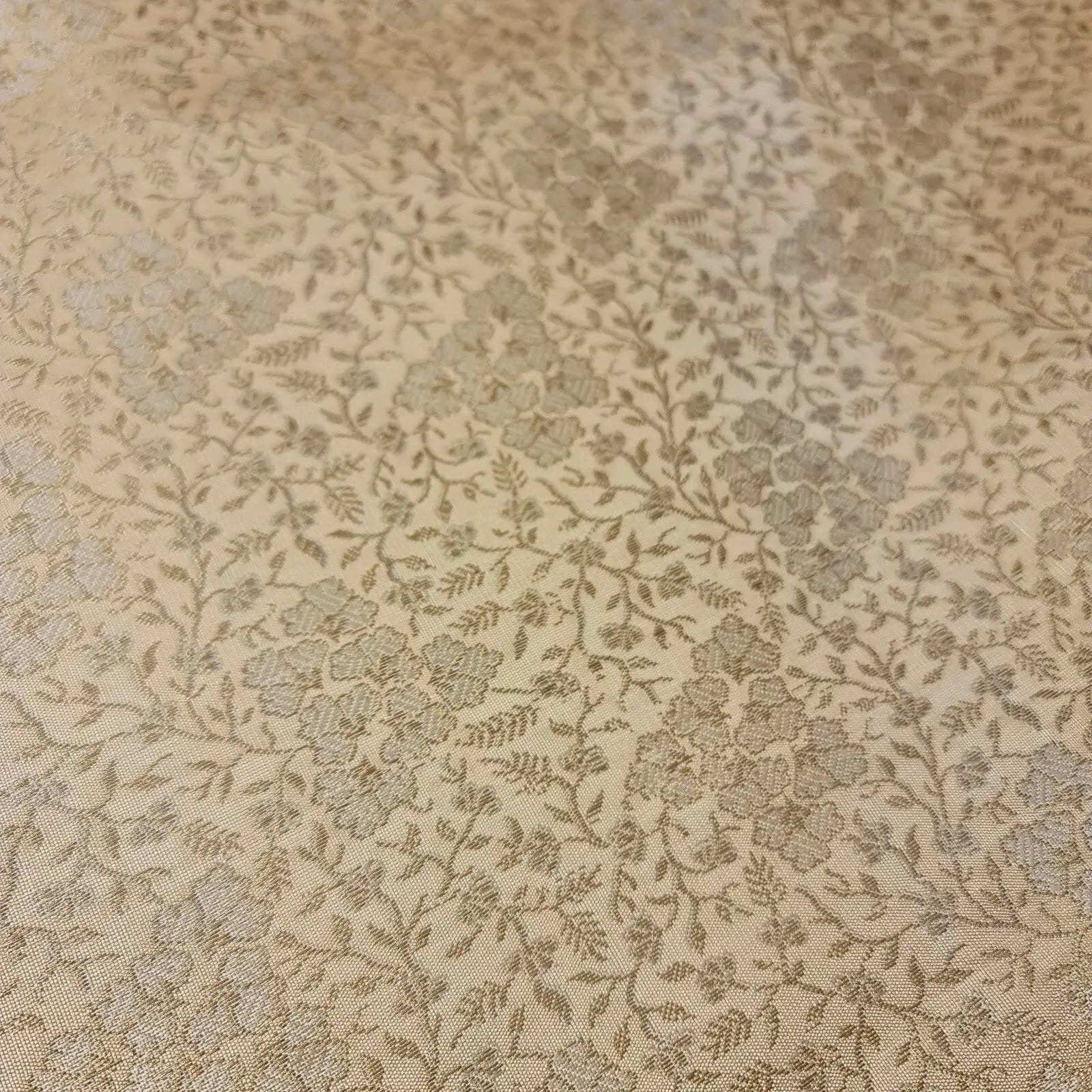 Ornamental Floral Pastels Indian Brocade Fabric | Gold Metallic Design 44" (112cm) Wide Dress, Craft & Décor Material – Sold by the Meter