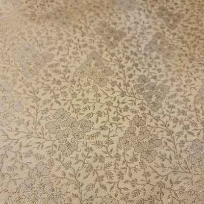 Ornamental Floral Pastels Indian Brocade Fabric | Gold Metallic Design 44" (112cm) Wide Dress, Craft & Décor Material – Sold by the Meter