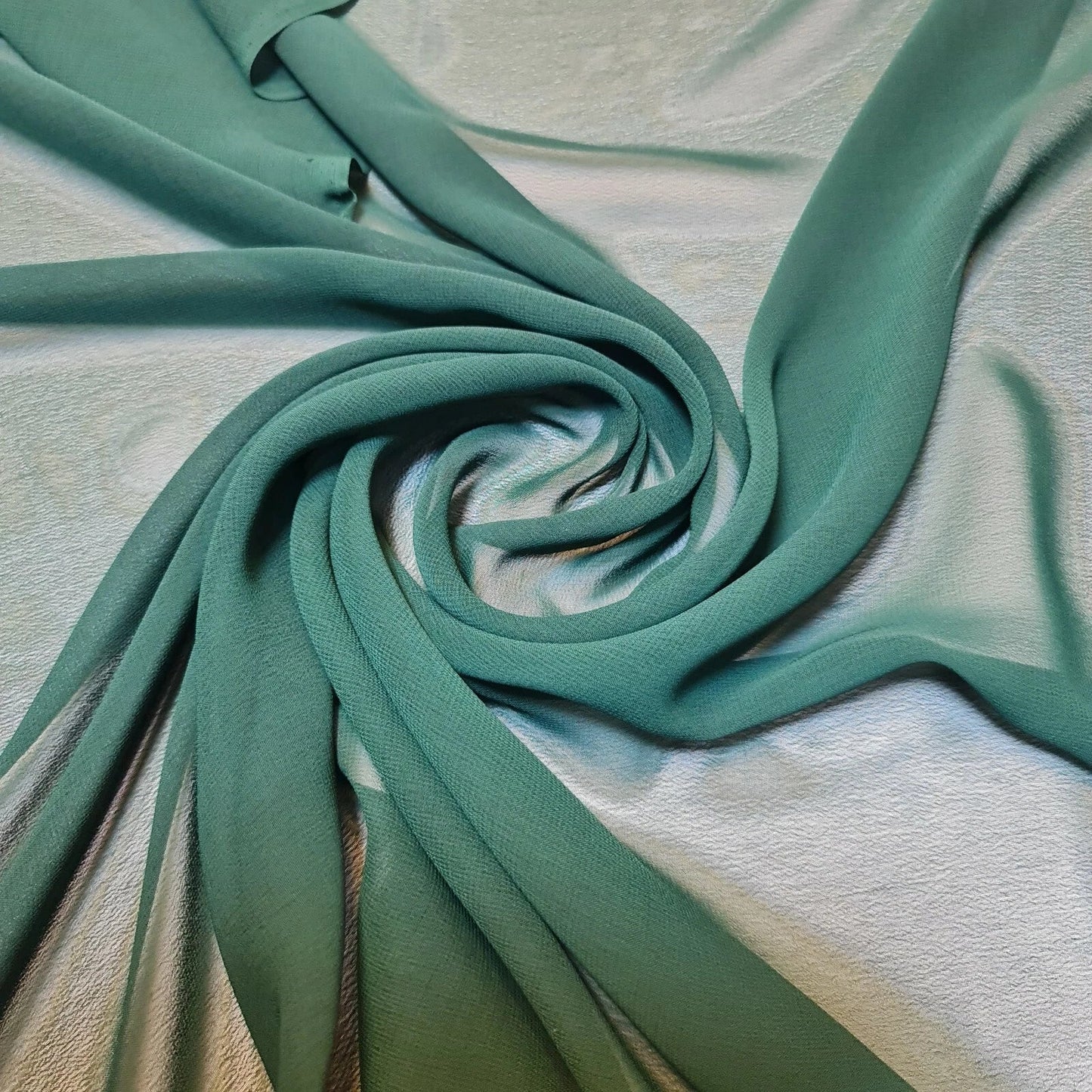 Chiffon Sheer Plain Soft Polyester Fabric – 44" Wide for Wedding, Dress & Craft – 30m Bolt/Roll  Bottle Green (S)
