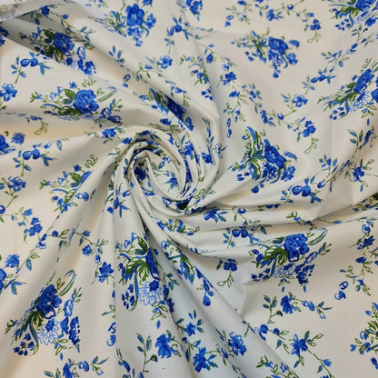 100% Cotton Printed Fabric | Leopard, Ditsy, Vintage, Polka & Rose Floral Designs – 44" (112cm) Wide Soft Dressmaking & Craft Material – Sold by the Metre  Blue Meadow Vine