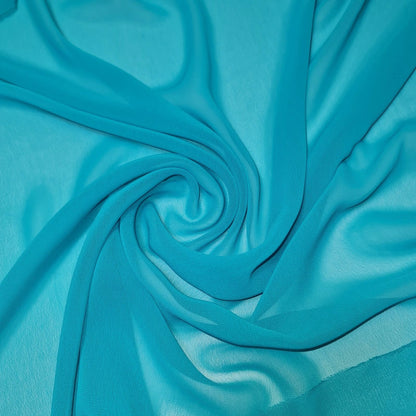 Chiffon Sheer Plain Soft Polyester Fabric – 44" Wide for Wedding, Dress & Craft – 30m Bolt/Roll  Turquoise (S)