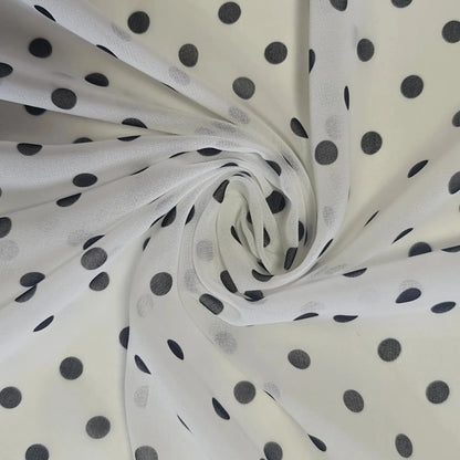 Polka Printed Fabric | 58" (147cm) Wide Georgette, Chiffon & Crepe Dressmaking Material – Sold by the Metre