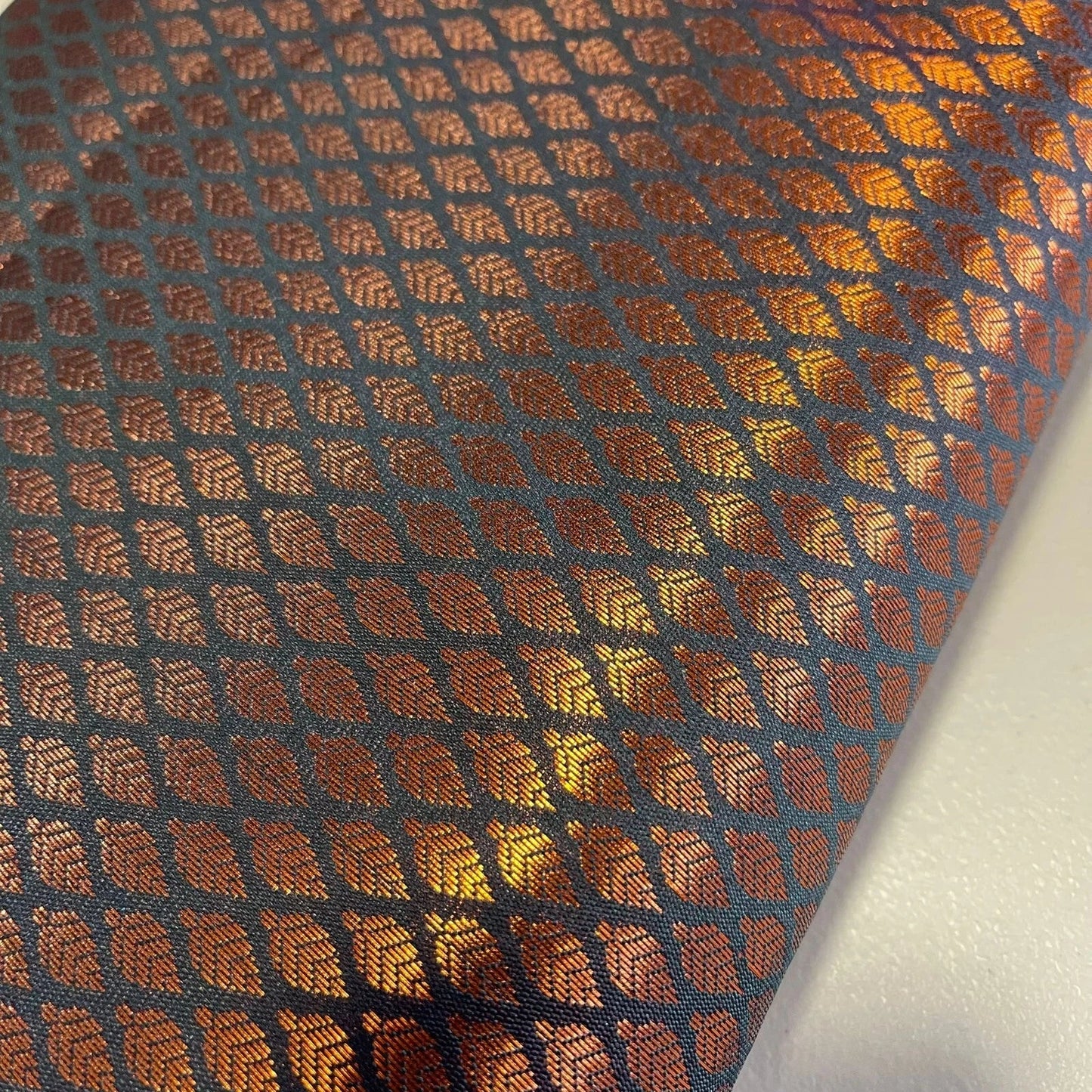 Ditsy Gold Leaf Print Brocade Fabric | 44" (112cm) Wide Premium Floral Jacquard Indian Banarasi Dress, Craft & Décor Material – Sold by the Metre  Bronze