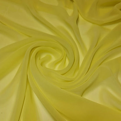 Chiffon Sheer Plain Soft Polyester Fabric – 44" Wide for Wedding, Dress & Craft – 30m Bolt/Roll  Mustard Yellow (S)