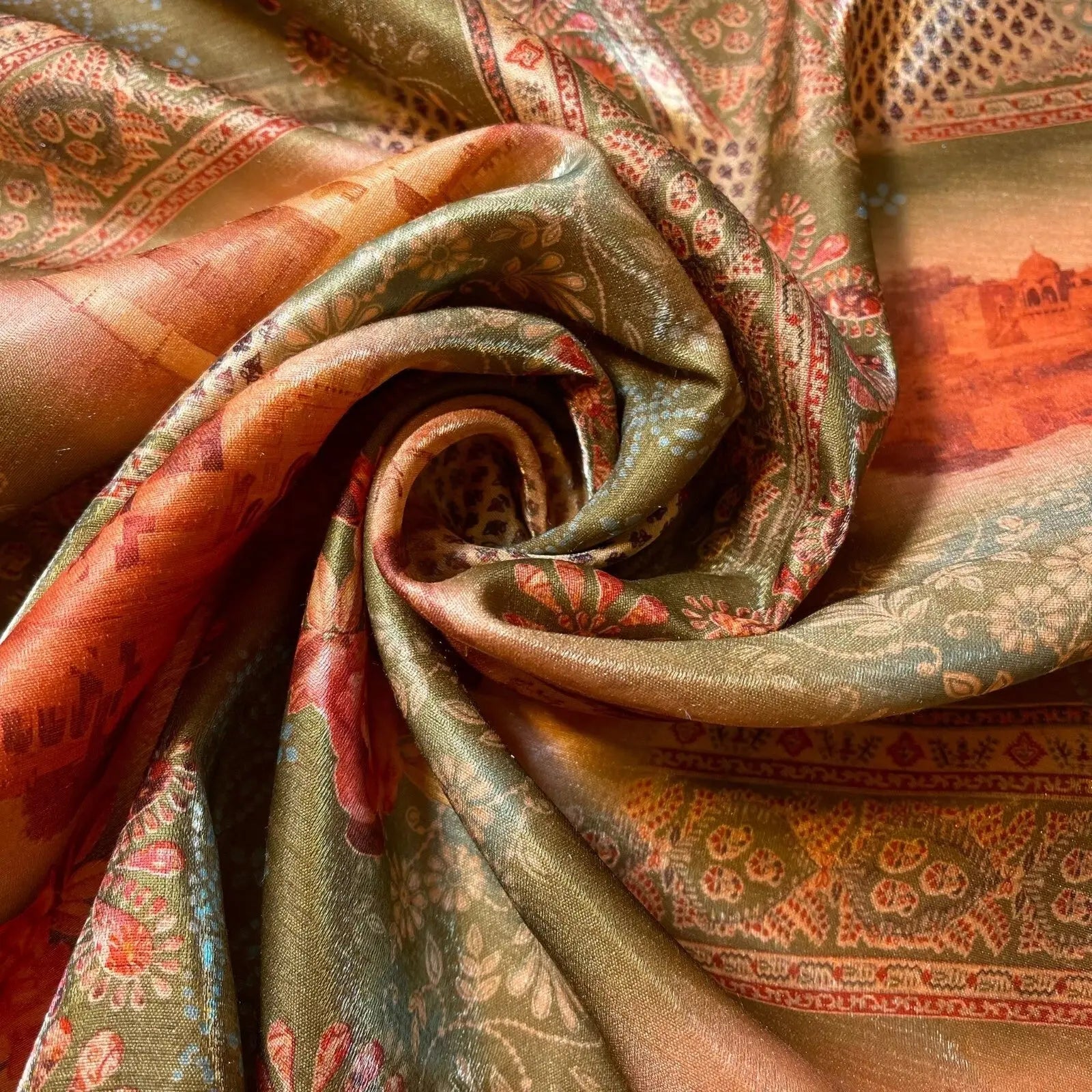 Polyester Faux Raw Silk Fabric – Digital Print 112cm (44") Wide Floral & Abstract Dress Material by the Metre