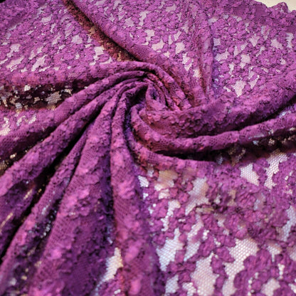 Floral Bridal Lace Fabric – 58" Wide Polyester Mesh & Elastane Blend Dress Material by the Meter