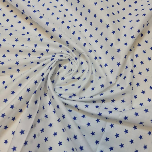 Blue Stars 100% Cotton Material Leopard Floral Dress Craft Quilting Fabric 44" (20 Meter Roll)