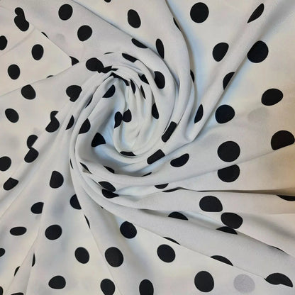 Polka Printed Fabric | 58" (147cm) Wide Georgette, Chiffon & Crepe Dressmaking Material – Sold by the Metre
