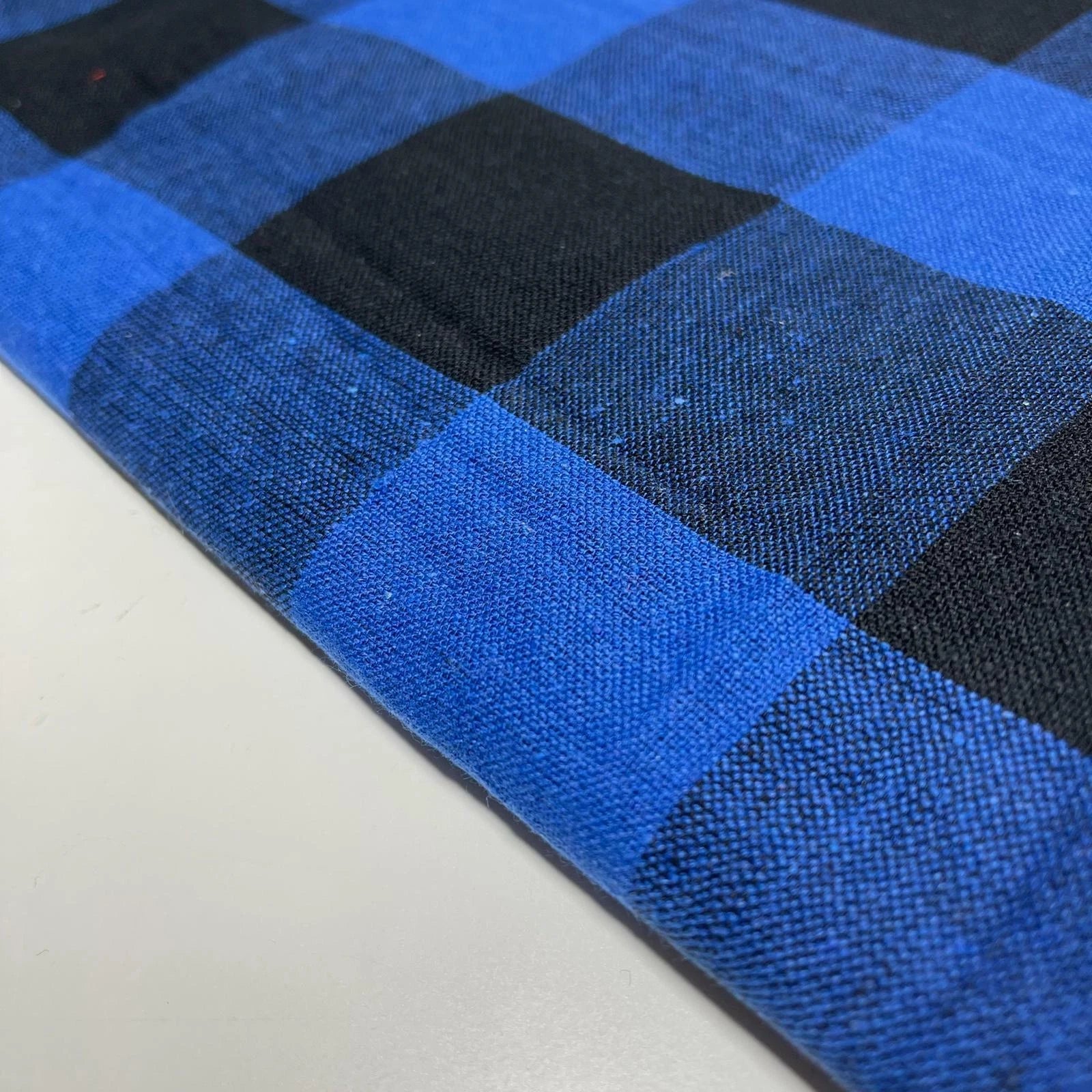 Premium 100% Cotton Gingham Khadi Handloom Fabric | 2" Check Soft Linen-Feel Cloth 42" (107cm) Wide – Sold by the Meter