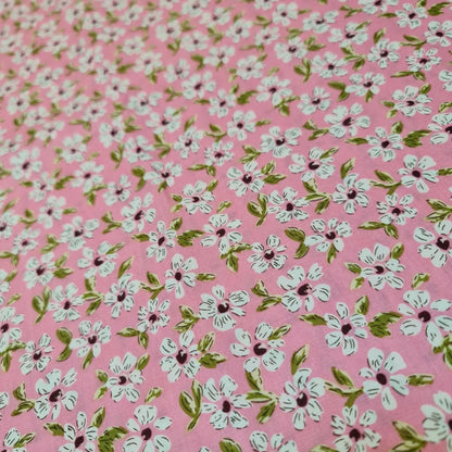 Spring Floral 100% Cotton Poplin Daisy Flower Print Fabric | 58" (147cm) Wide Dressmaking, Craft & Quilting Material – Sold by the Meter