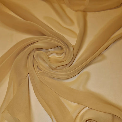 Chiffon Sheer Plain Soft Polyester Fabric – 44" Wide for Wedding, Dress & Craft – 30m Bolt/Roll  Mustard (S)