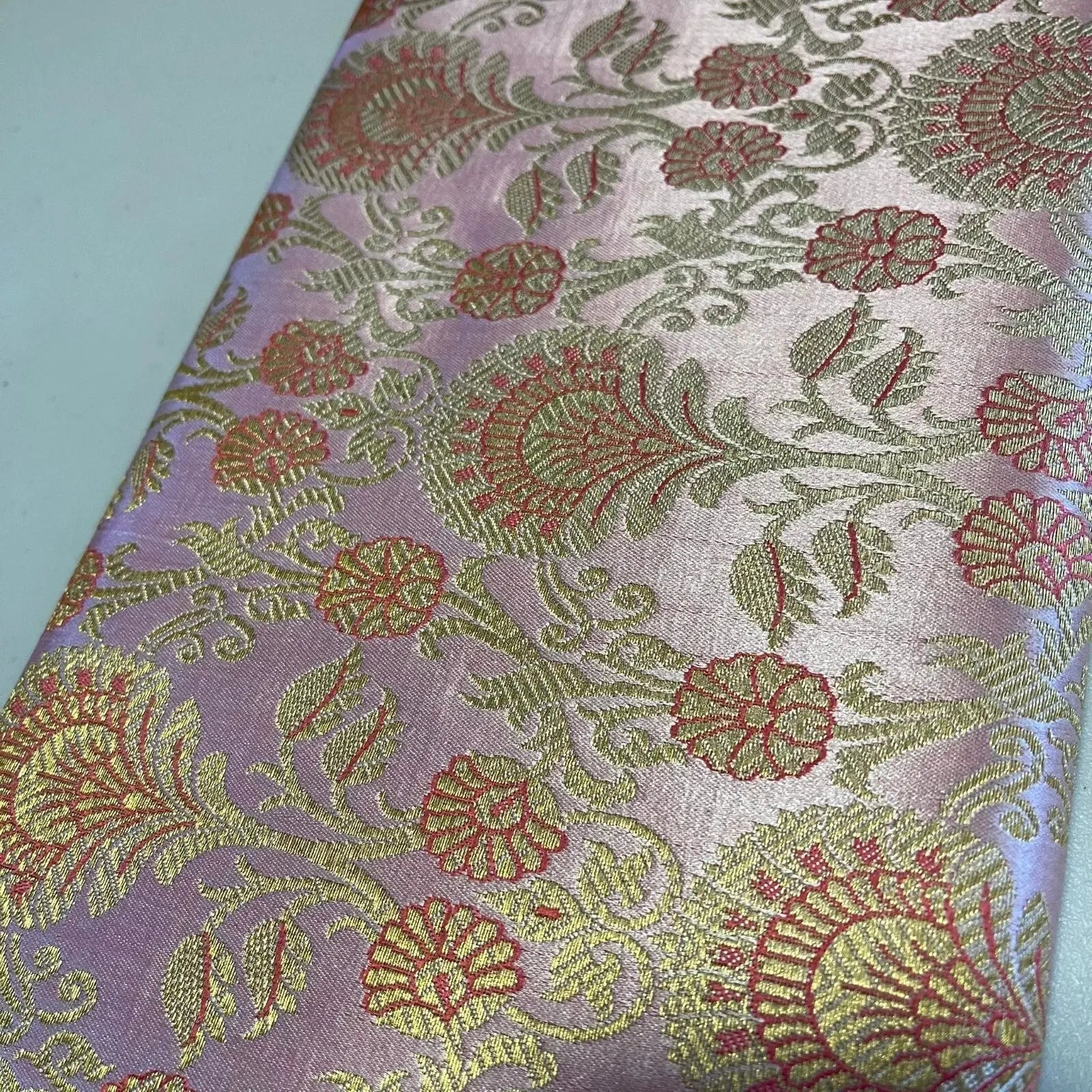 Regal Floral Pattern Indian Banarasi Brocade Fabric | 44" (112cm) Wide Premium Jacquard Dress & Craft Material – Sold by the Metre