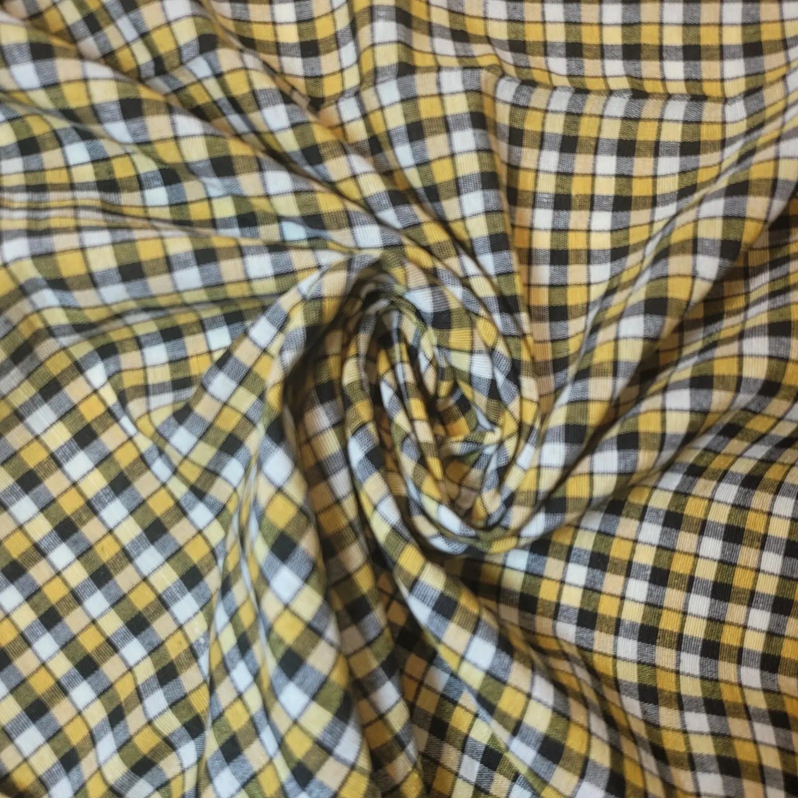 100% Cotton Gingham Woven Fabric | 1/8" Plaid Check 36" (91cm) Wide Dressmaking, Craft & Quilting Material – Sold by the Meter  Mustard Black White #2