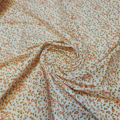 100% Cotton Printed Fabric | Leopard, Ditsy, Vintage, Polka & Rose Floral Designs – 44" (112cm) Wide Soft Dressmaking & Craft Material – Sold by the Metre  Sunset Daisy Scatter