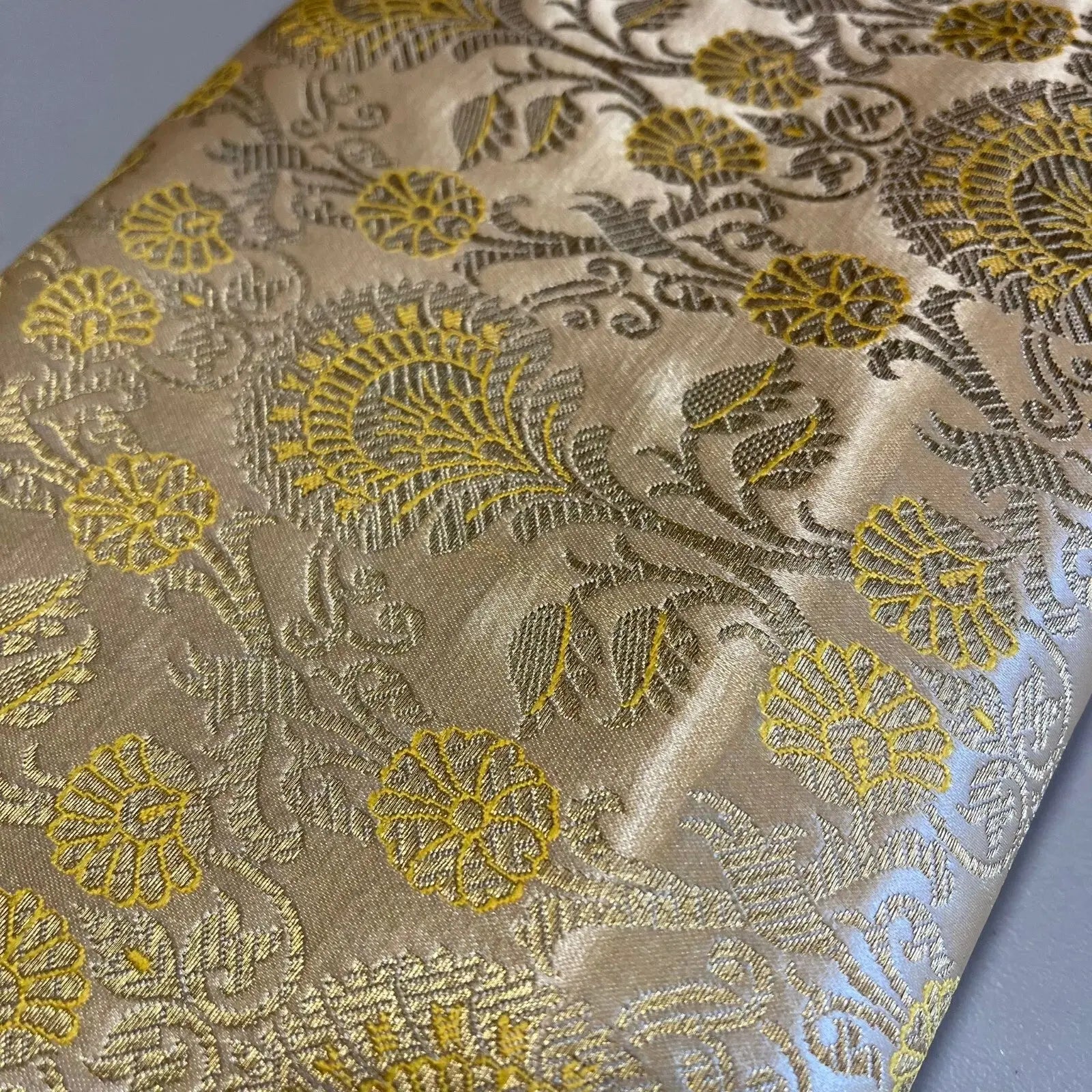 Regal Floral Pattern Indian Banarasi Brocade Fabric | 44" (112cm) Wide Premium Jacquard Dress & Craft Material – Sold by the Metre