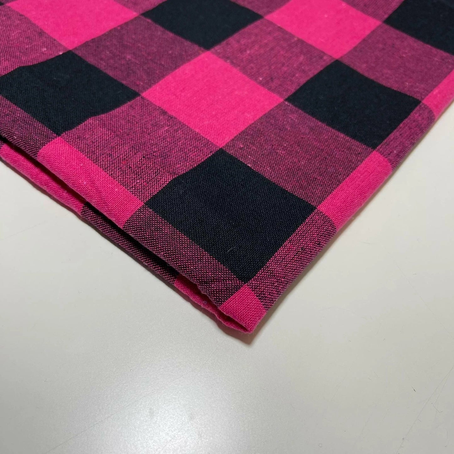 Premium 100% Cotton Gingham Khadi Handloom Fabric | 2" Check Soft Linen-Feel Cloth 42" (107cm) Wide – Sold by the Meter
