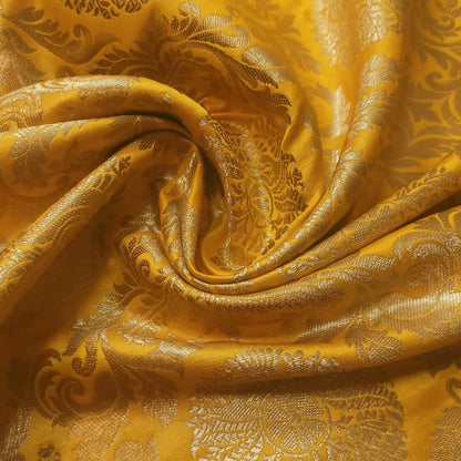 Brocade Ornamental Floral Fabric | Gold Metallic Jacquard 44" (112cm) Wide Dressmaking, Costume & Craft Material – Sold by the Metre  Mustard
