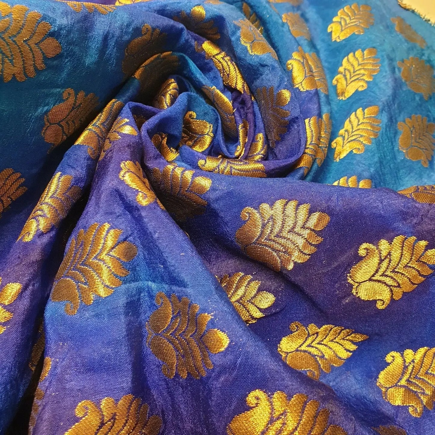 Royal Emblem Indian Vintage Tie Dye Jacquard Banarasi Brocade Fabric | 44" (112cm) Wide Dress & Craft Material – Sold by the Metre