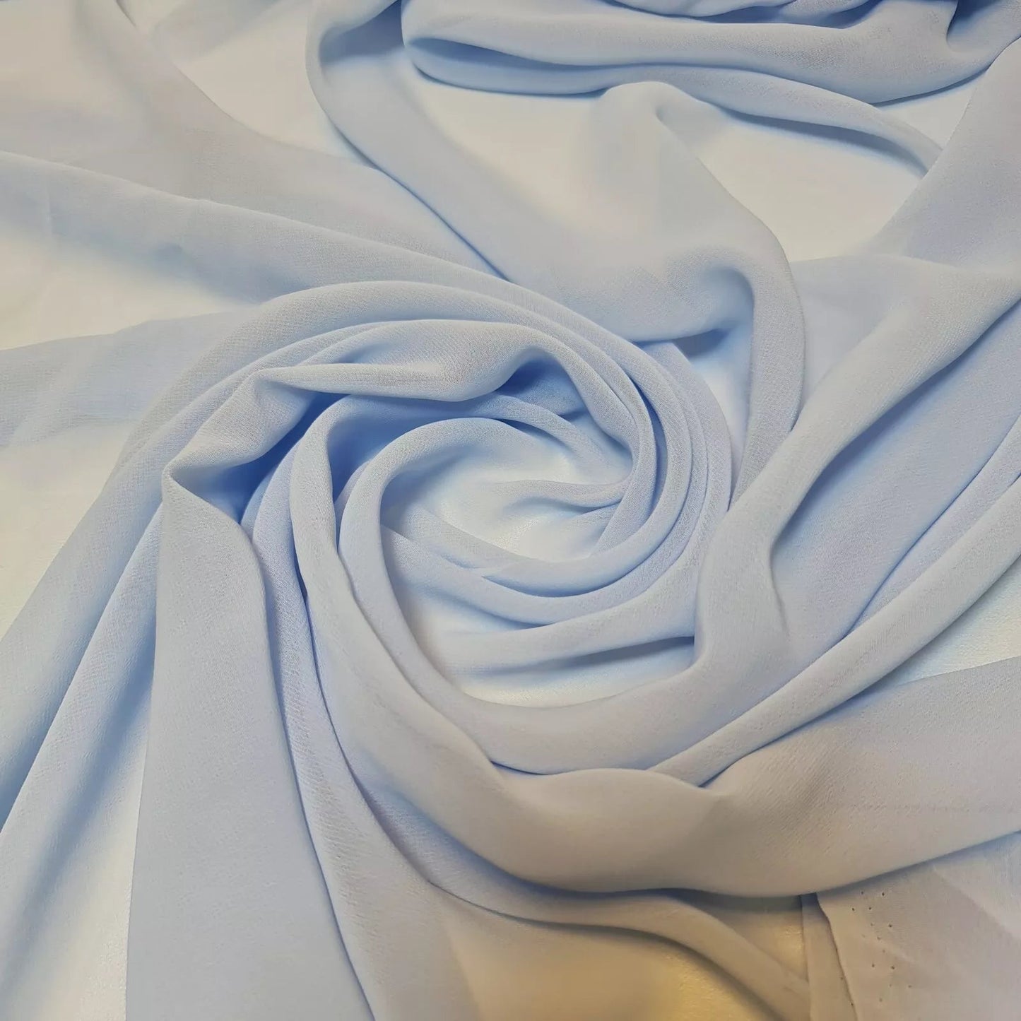 Chiffon Sheer Plain Soft Polyester Fabric – 44" Wide for Wedding, Dress & Craft – 30m Bolt/Roll  New Blue (S)