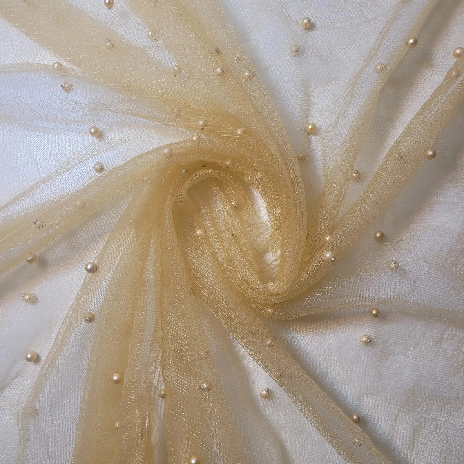 Tulle Beaded Pearl Lace Net Fabric | 58