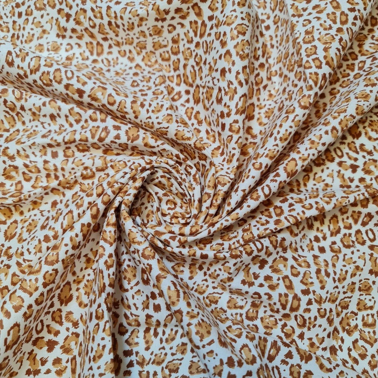 100% Cotton Printed Fabric | Leopard, Ditsy, Vintage, Polka & Rose Floral Designs – 44" (112cm) Wide Soft Dressmaking & Craft Material – Sold by the Metre  Classic Leopard Spice