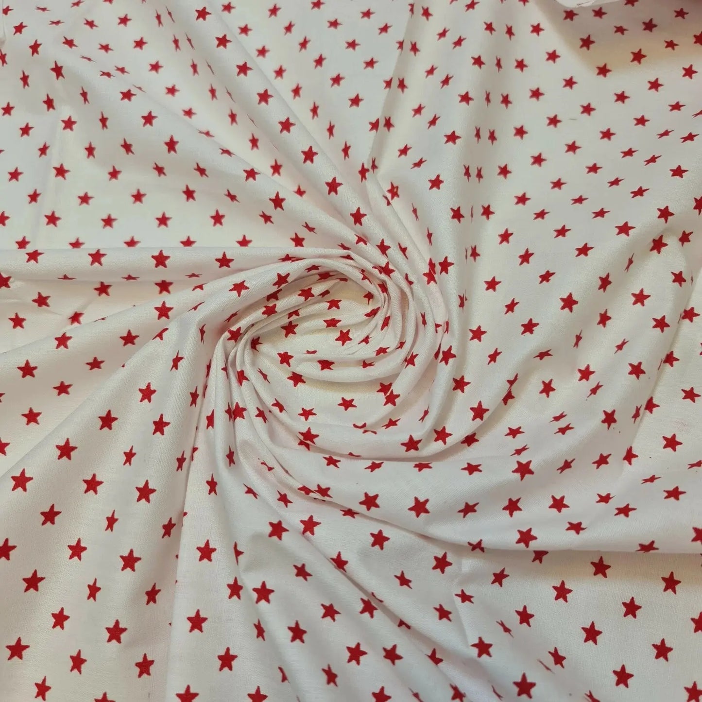 100% Cotton Poplin Star Print Fabric | White Base 44" (112cm) Wide Soft Dressmaking, Quilting & Craft Material – Sold by the Metre