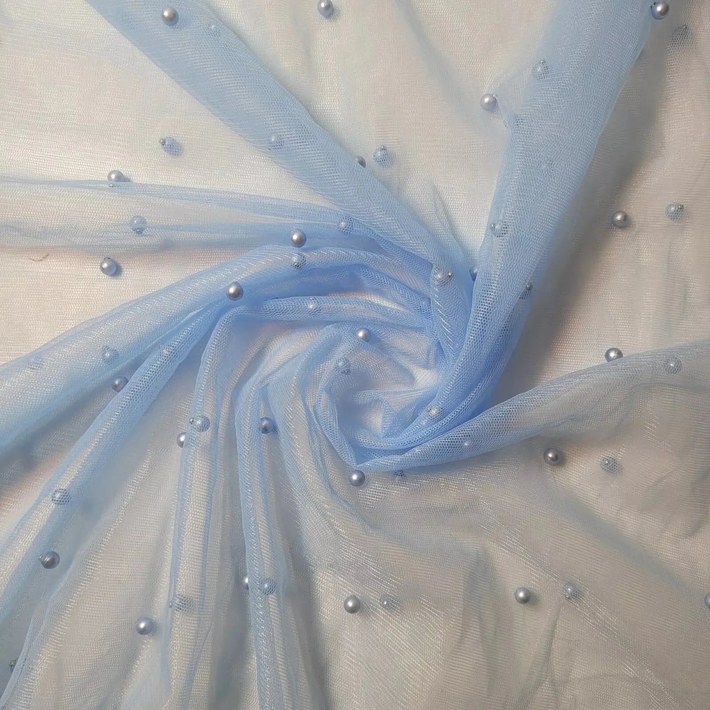 Tulle Beaded Pearl Lace Net Fabric | 58" (147cm) Wide Bridal Veil, Wedding Backdrop & Décor Material – Sold by the Metre