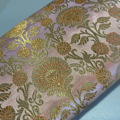 Regal Floral Pattern Indian Banarasi Brocade Fabric | 44" (112cm) Wide Premium Jacquard Dress & Craft Material – Sold by the Metre