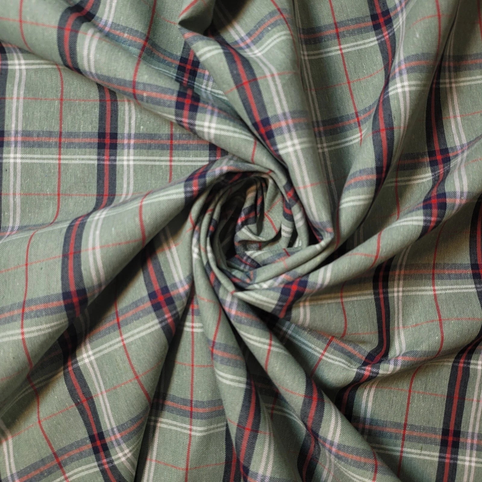 100% Cotton Tartan & Check Plaid Fabric | 58" (147cm) Wide Stripe Dressmaking, Quilting & Craft Material – Sold by the Metre  Sage Red Tartan