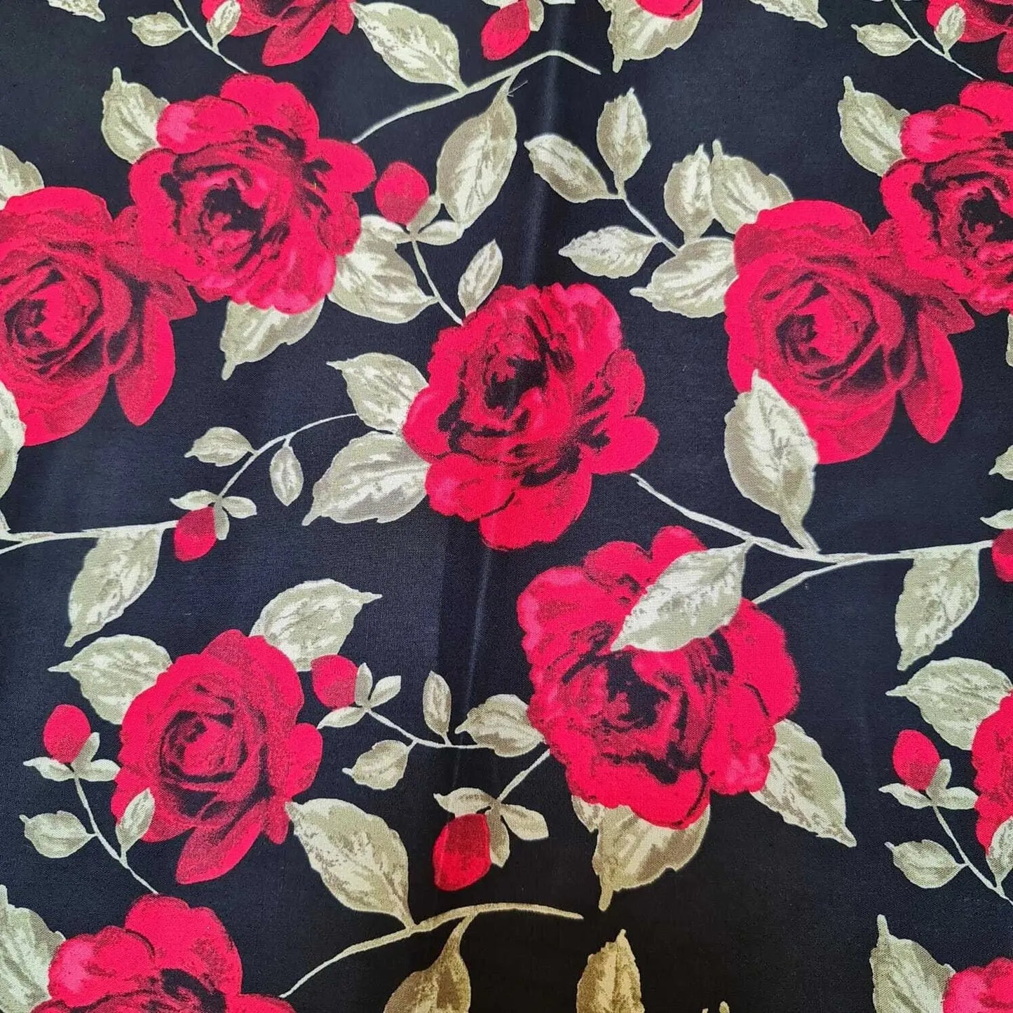 100% Cotton Poplin Rose Print Fabric | 58" (147cm) Wide Soft Dressmaking, Sewing & Craft Material – Sold by the Metre