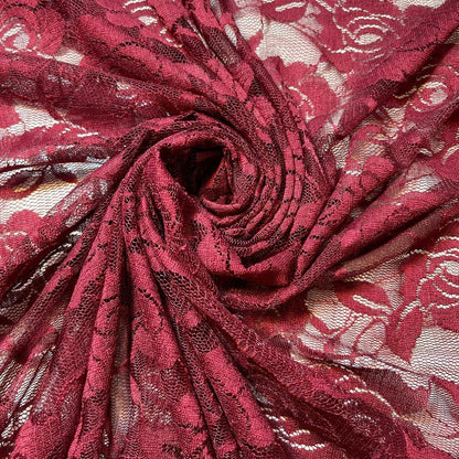 Floral Bridal Lace Fabric | 58" (147cm) Wide Polyester Mesh & Elastane Blend Dressmaking Material – Sold by the Metre