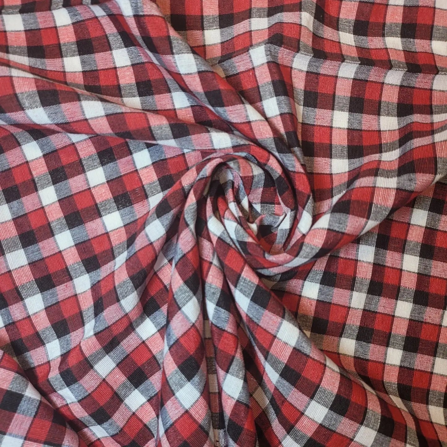 100% Cotton Gingham Woven Fabric | 1/8" Plaid Check 36" (91cm) Wide Dressmaking, Craft & Quilting Material – Sold by the Meter  Red Black White