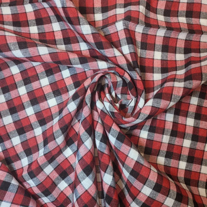 100% Cotton Gingham Woven Fabric | 1/8" Plaid Check 36" (91cm) Wide Dressmaking, Craft & Quilting Material – Sold by the Meter  Red Black White