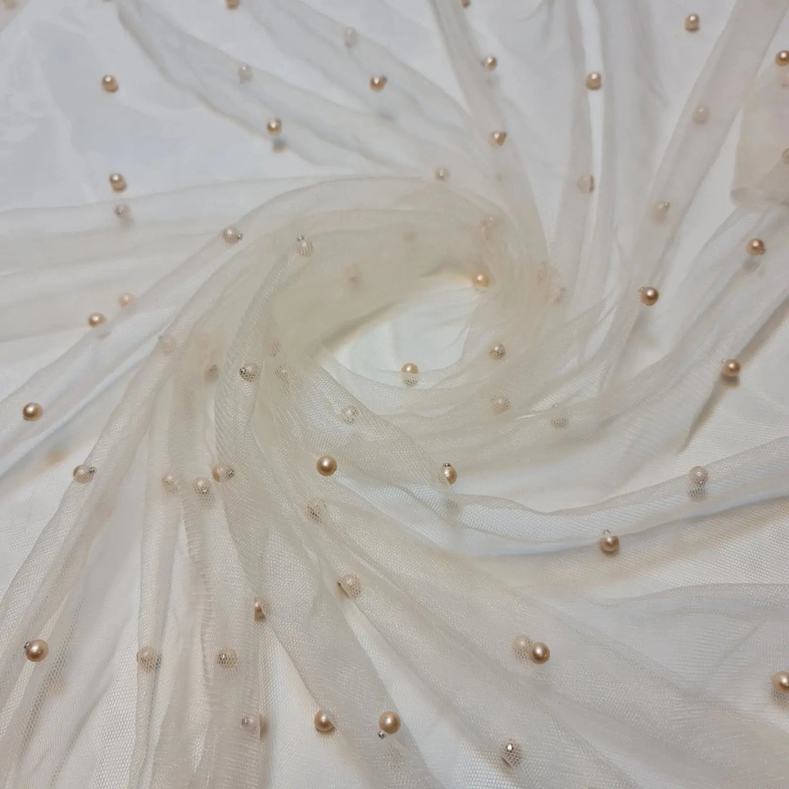 Tulle Beaded Pearl Lace Net Fabric | 58