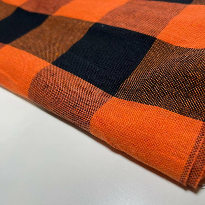 Premium 100% Cotton Gingham Khadi Handloom Fabric | 2" Check Soft Linen-Feel Cloth 42" (107cm) Wide – Sold by the Meter