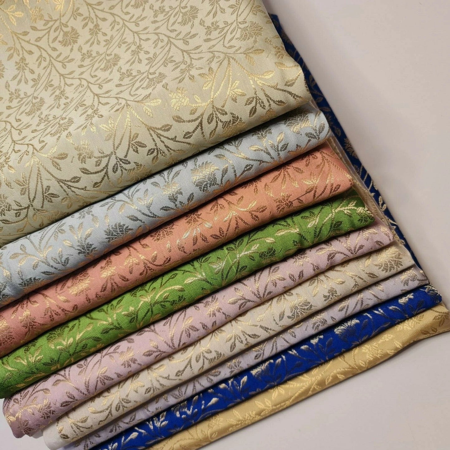 Floral Gold Metallic Indian Banaras Brocade Fabric | 44" (112cm) Wide Waistcoat, Dressmaking & Curtain Material – Sold by the Meter