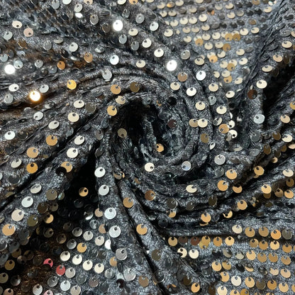 Sequin Velvet Embroidered Stretch Fabric | 58" (147cm) Wide Velour Dress, Craft & Drape Material – Sold by the Metre