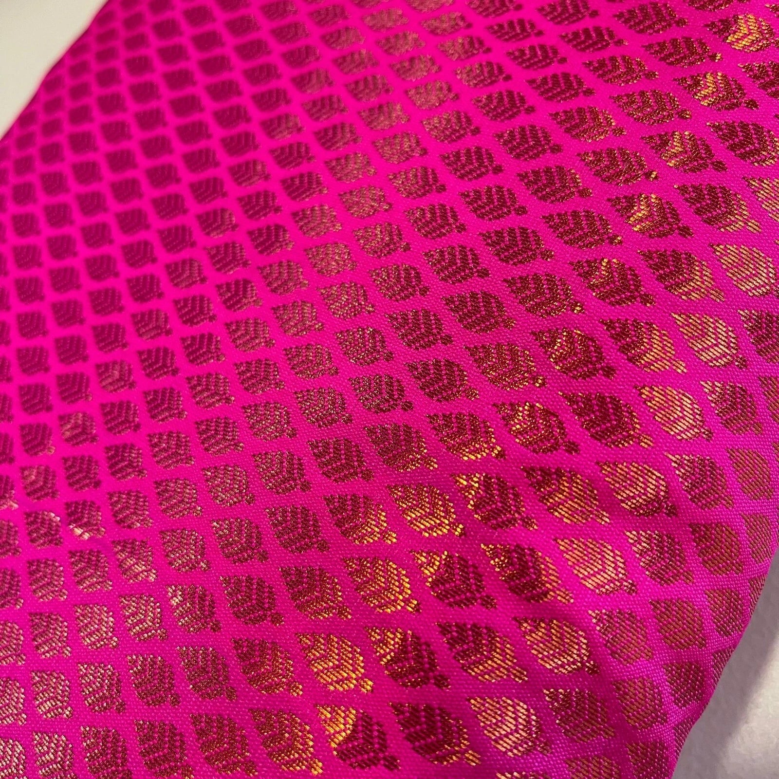 Ditsy Gold Leaf Print Brocade Fabric | 44