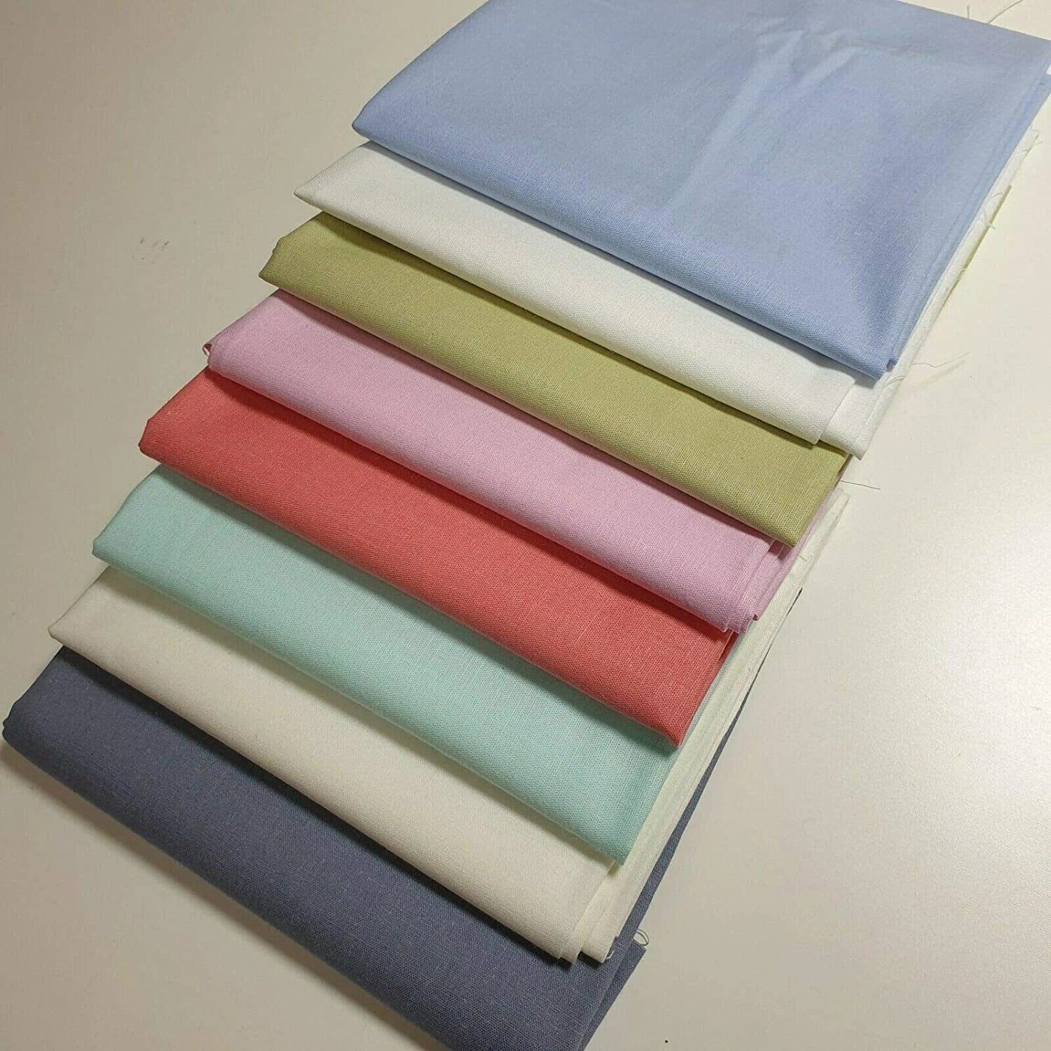 Bright & Pastel Shades Polycotton Fabric | 7 Fat Quarters Bundle (50×50cm) Quilting, Patchwork & Craft Material