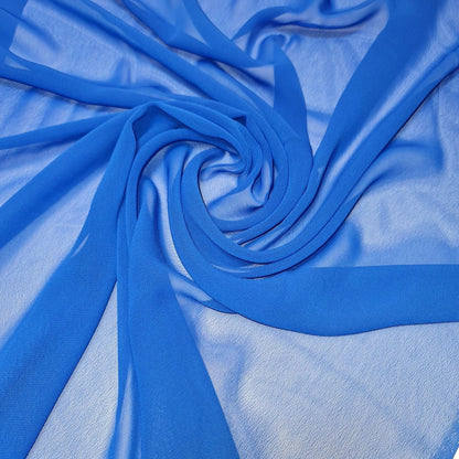 Chiffon Sheer Plain Soft Polyester Fabric – 44" Wide for Wedding, Dress & Craft – 30m Bolt/Roll  Royal Blue (S)