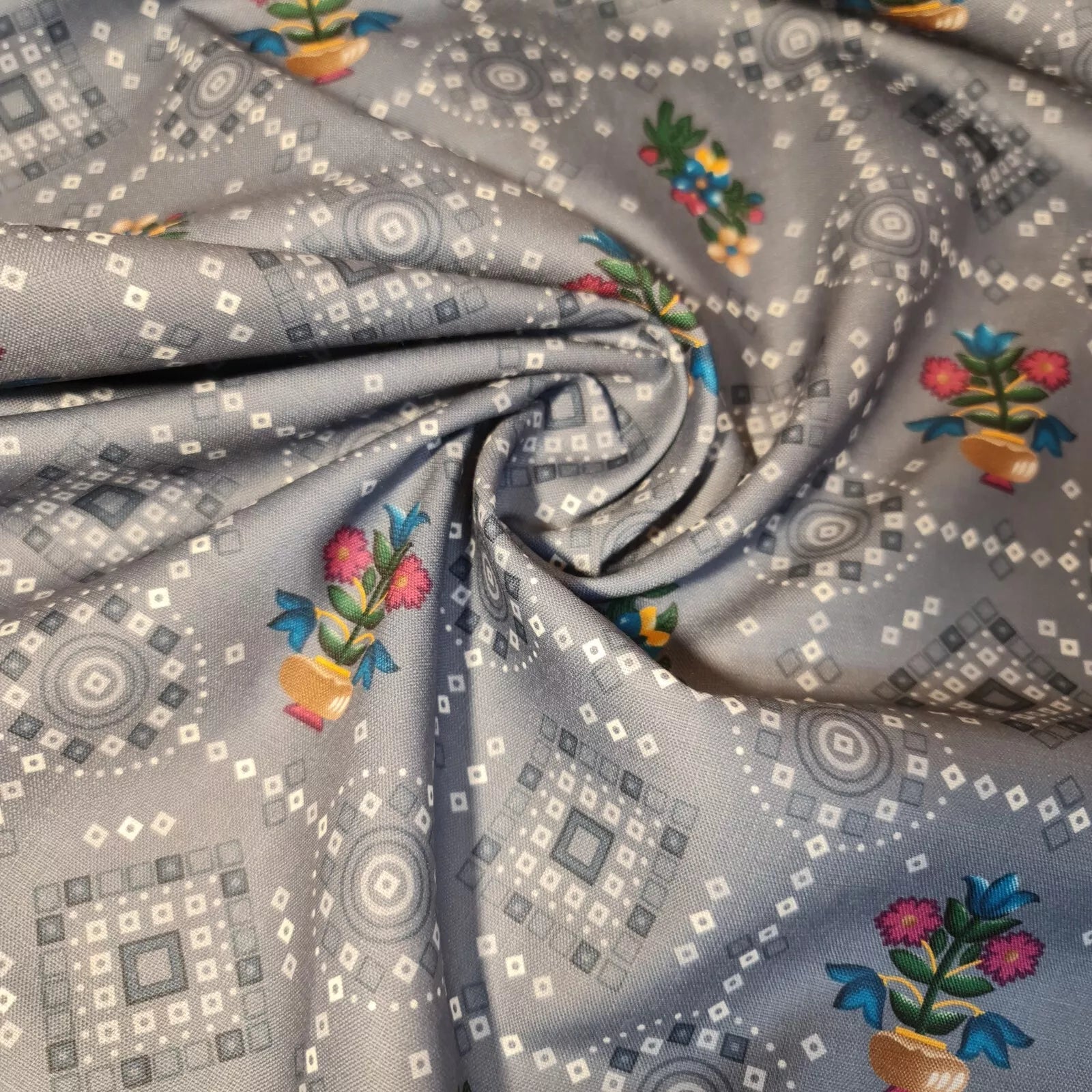 Cotton Viscose Rajasthani Ethnic Print Fabric | Suzani, Rangoli & Boho Banjara Designs – 44
