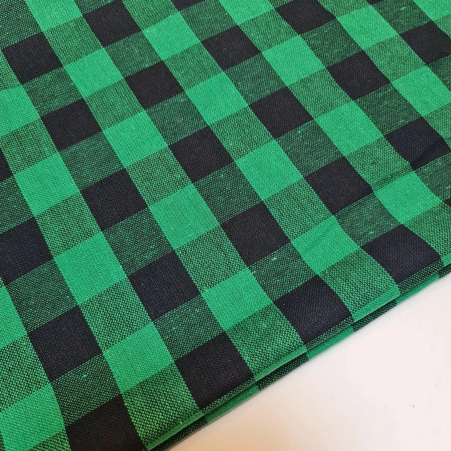 Premium 100% Cotton Gingham Khadi Handloom Fabric | 1" Check Soft Linen-Feel Cloth 42" (107cm) Wide – Sold by the Meter