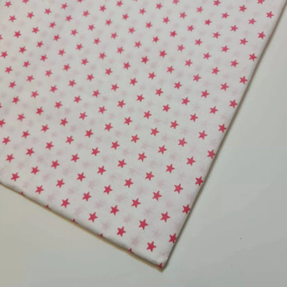 100% Cotton Poplin Star Print Fabric | White Base 44" (112cm) Wide Soft Dressmaking, Quilting & Craft Material – Sold by the Metre