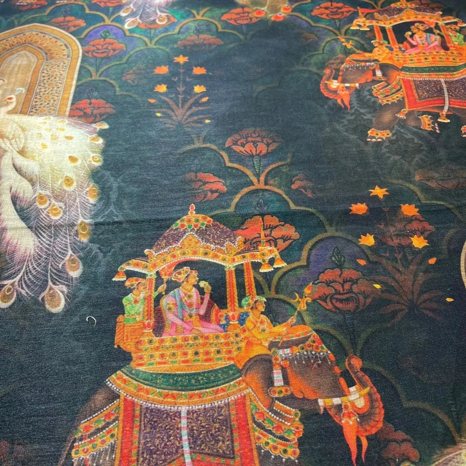 Polyester Faux Raw Silk Fabric – Digital Print 112cm (44") Wide Floral & Abstract Dress Material by the Metre
