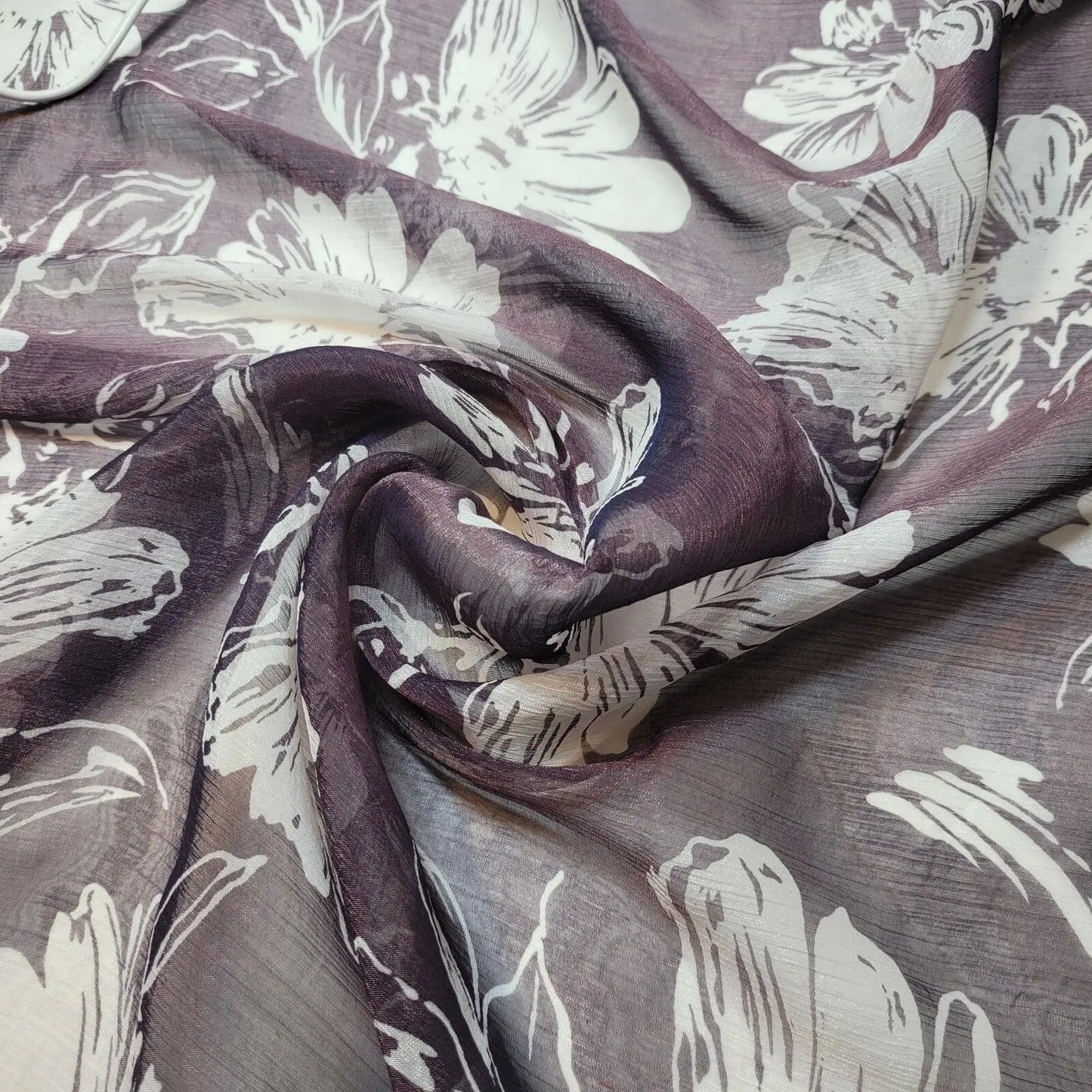 Crinkle Floral Chiffon Georgette Fabric | 58" (147cm) Wide Soft Dressmaking, Drape & Craft Material – Sold by the Metre