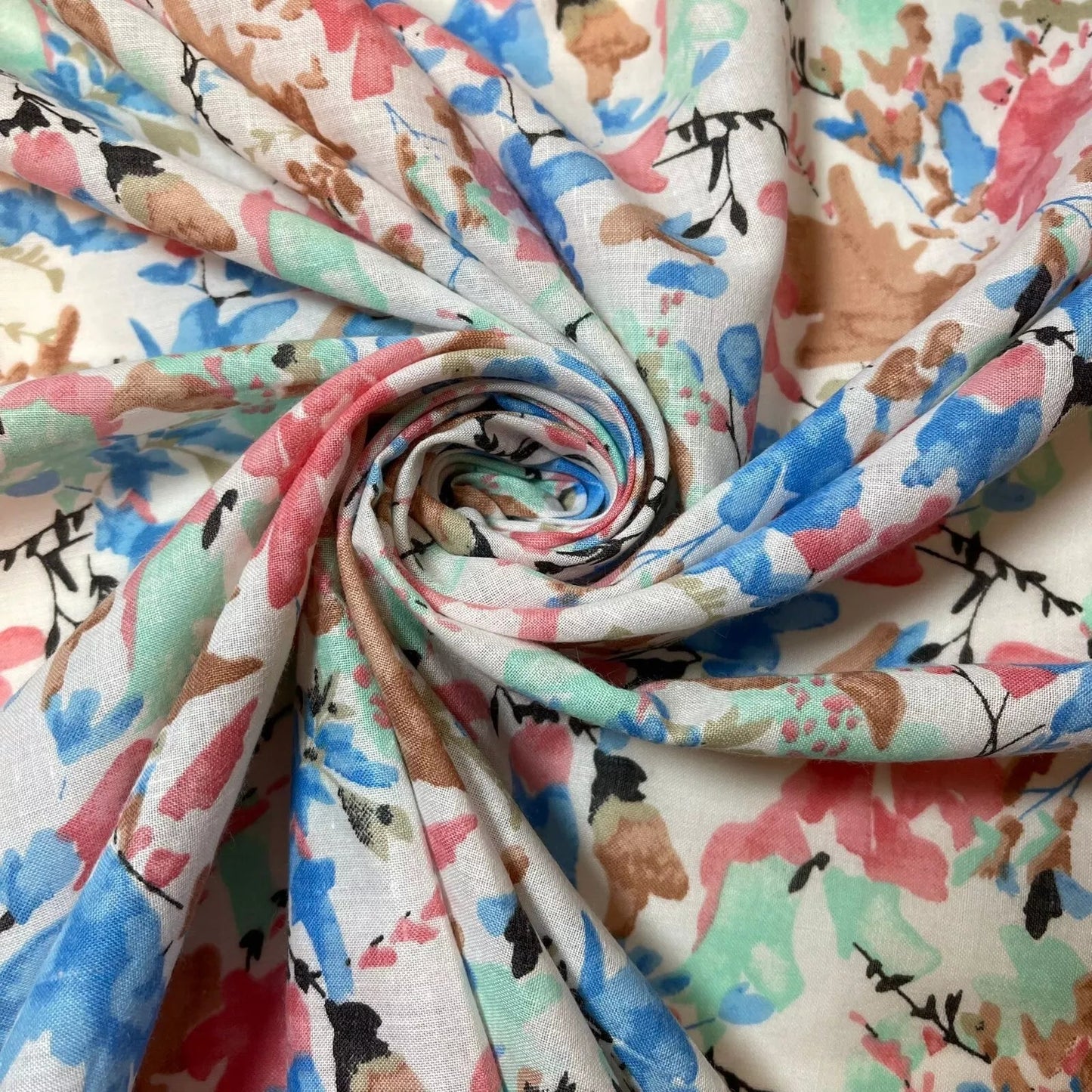 100% Cotton Vintage Floral Japanese Print Fabric | 58" (147cm) Wide Soft Dressmaking, Sarong & Draping Material – Sold by the Metre  Ivory Pink Floral