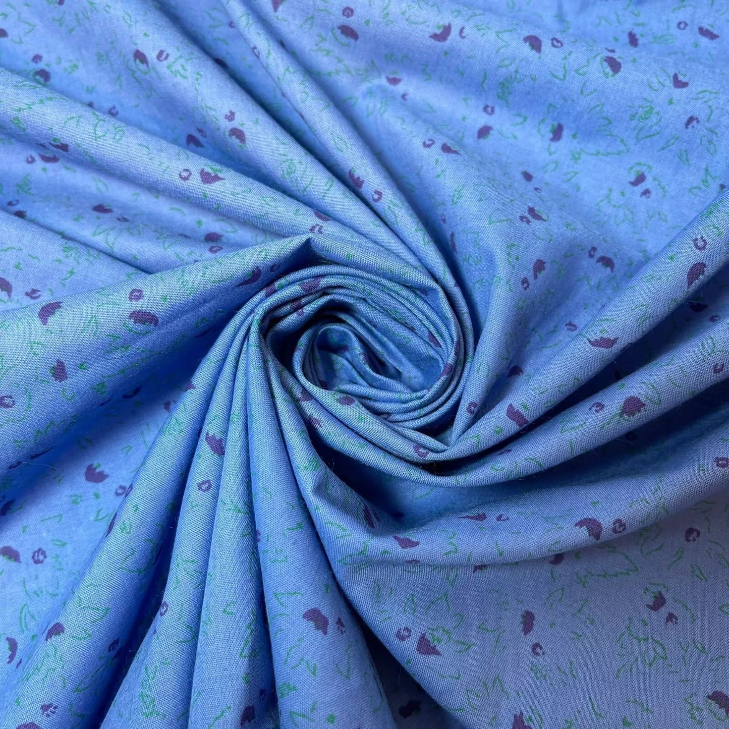 100% Cotton Vintage Floral Fabric | 44" (112cm) Wide Novelty Print for Dressmaking, Quilting & Craft Material – Sold by the Metre  Blue Wild Floral