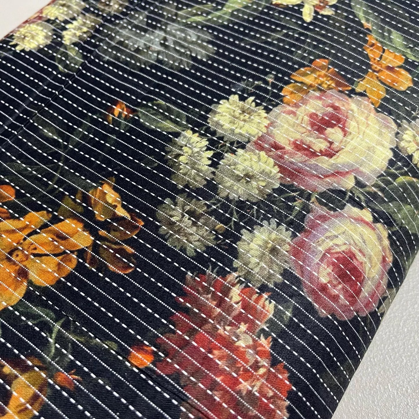 Kantha Batik Cotton Fabric | 44" (112cm) Wide Craft, Dressmaking & Blind Curtain Material – Sold by the Meter