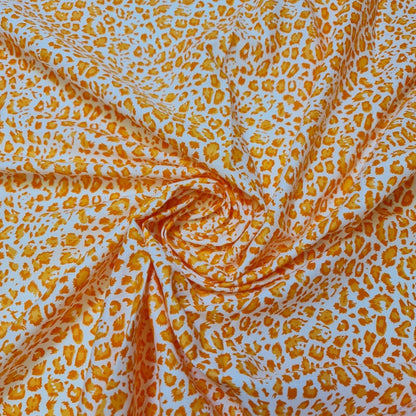 100% Cotton Printed Fabric | Leopard, Ditsy, Vintage, Polka & Rose Floral Designs – 44" (112cm) Wide Soft Dressmaking & Craft Material – Sold by the Metre  Sunset Leopard Print