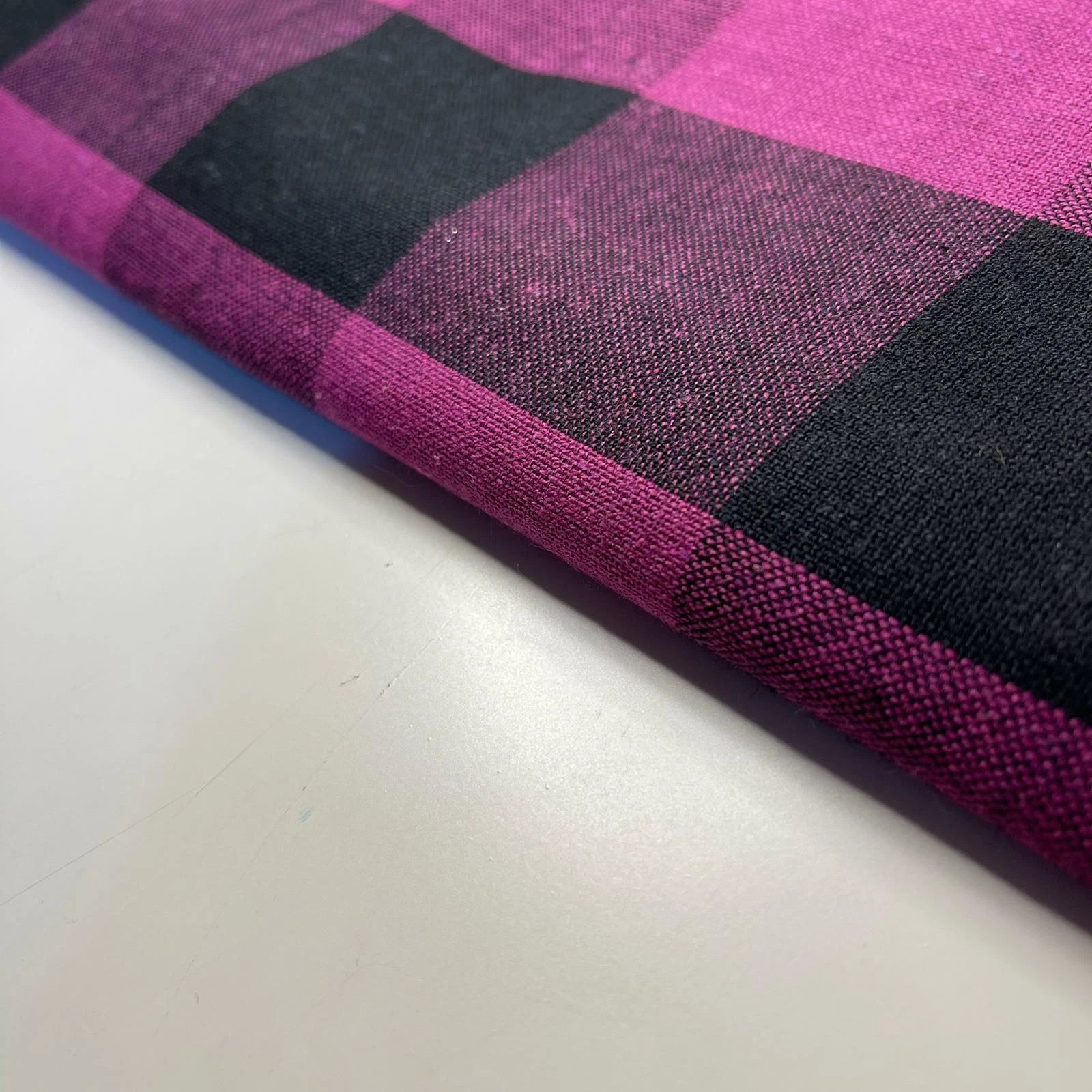 Premium 100% Cotton Gingham Khadi Handloom Fabric | 2" Check Soft Linen-Feel Cloth 42" (107cm) Wide – Sold by the Meter